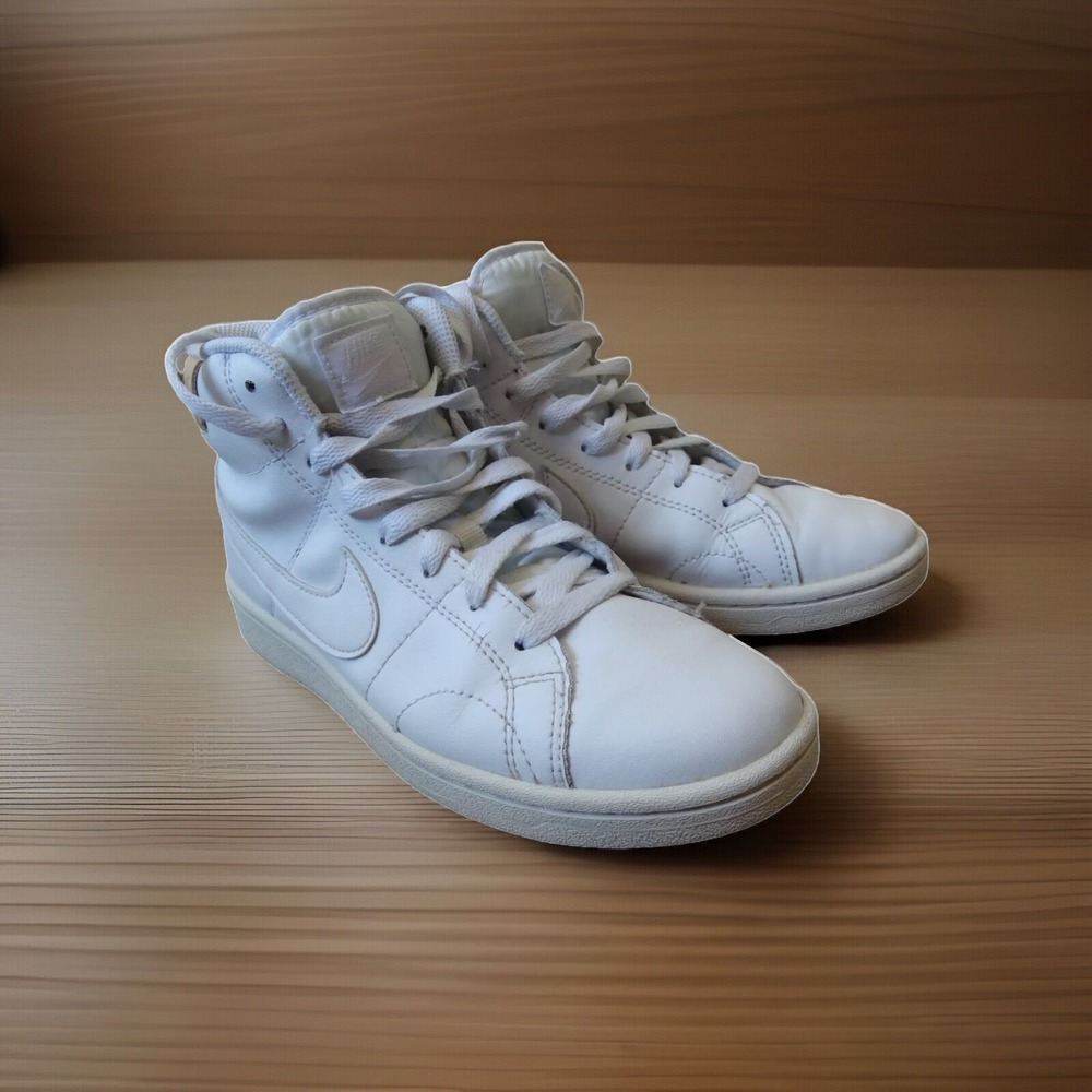 Nike Mid Court Royale 2 All White Leather Sneakers Women's Size 6.5 US